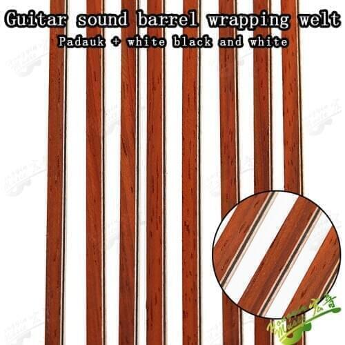 20 pcs padauk+WH+BK+WH guitar Binding Inlay Body Project Purfling Strip Guitar Bass Ukulele Accessories wood