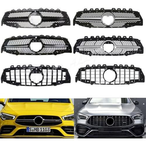 Car Front Racing Grille Billet Bumper Upper Facelift Grill Fit For Mercedes-Benz W118 CLA Class 2020 2021 AMG GTR Diamond Style