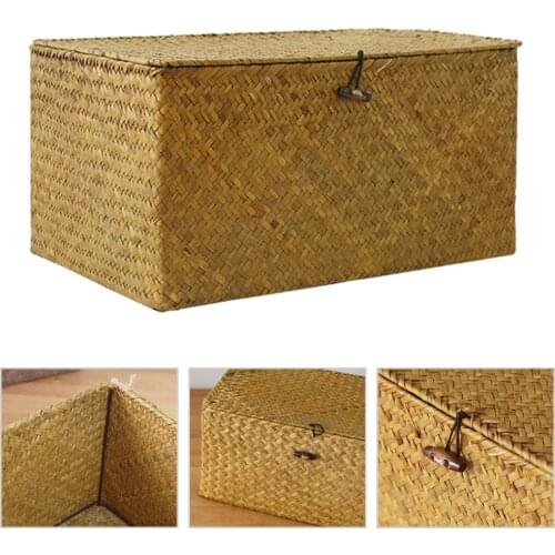 Seaweed Woven Basket Straw Woven Debris Desktop Storage Box Hand-woven Clothing Storage Basket Sundries Organizer