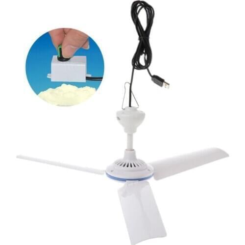 DC 5V Ceiling Fan Air Cooler Stepless Speed USB Fan for Bed Camping Outdoor Tent