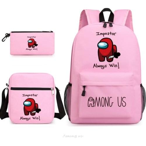 Students Backpack 3pcs Travel Bagpack Teenager Girls Boys Among Us Laptop School Bags Oxford Bookbag Mochila Feminina