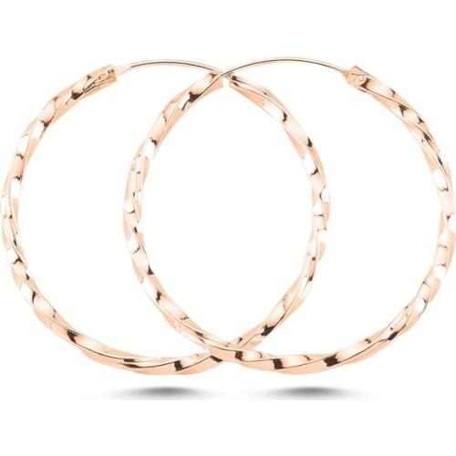 Silver 925 Sterling 40mm Auger Ring Earrings