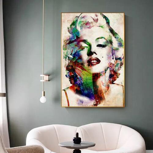 Modern Movie Star big Poster Print Abstract Creative Colorful Marilyn Monroe Canvas Painting Living Room Wall Art Tableau Salon
