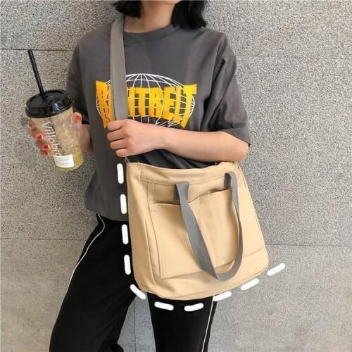 2019 shoulderbags zipper totes handbag bags canvas crossbody solid bags white belt school big capacity Notebook