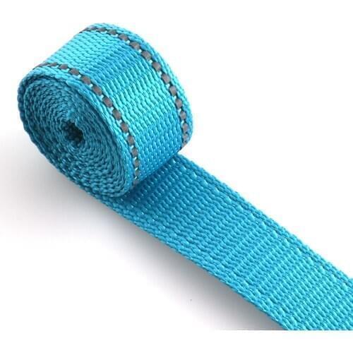 25mm Sky Blue Reflective Webbing Tape Pet dog collar leash harness horse tack craft bag purse strap ribbon Reflector tape 5yards