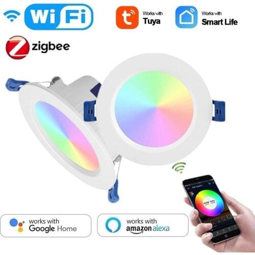 12W/10W Tuya Zigbee 3.0 Smart LED Downlight RGBCW 3.5/4 Inch Round Ceiling Lamp Indoor Spot Lighting Work With Alexa Google Home