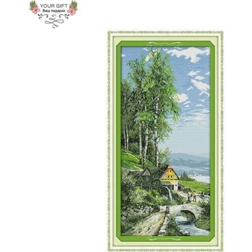 Your Gift F398 14CT 11CT Counted and Stamped Home Decoration The Sky Is High The Clouds Is Pale Embroidery DIY Cross Stitch kits