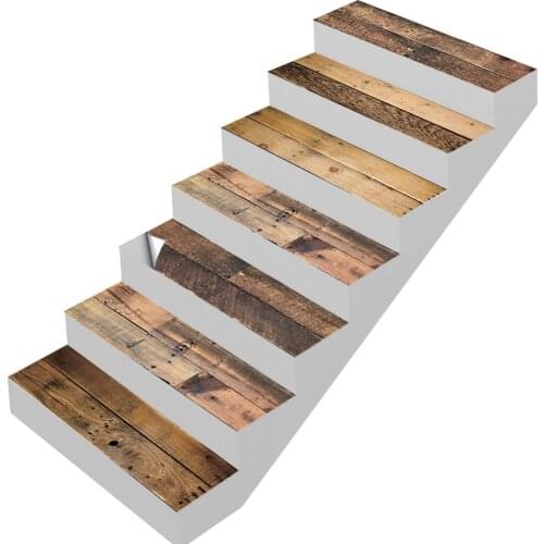 Vintage Wooden Grain Stairway Sticker Vinyl Floor Adhesive Door Sticker Waterproof Staircase Wallpaper Stair Decal Home Decor