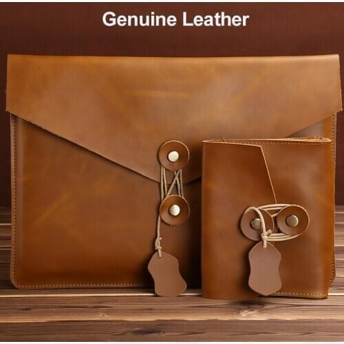 Laptop Bag for MacBook Air 13 Pro 15 Retina 11 12 13 15 Bags Waterproof Genuine Leather Sleeve For Xiaomi HP Notebook Bag Cases