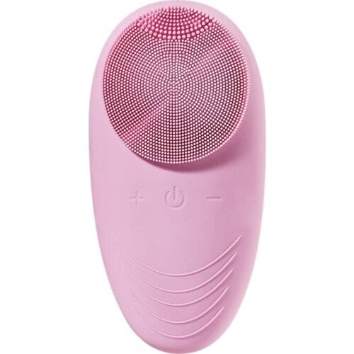 IPX7 Waterproof Silicone Facial Massager Facial Pore Washing Brush Ultrasonic Cleaning Brush Face Skin Care Tools Pink