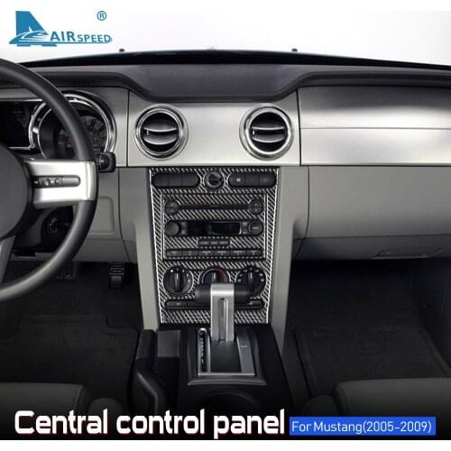 Carbon Fiber for Ford Mustang GT 2005 2006 2007 2008 2009 Accessories Interior Trim Car Console Frame AC CD Panel Cover Sticker