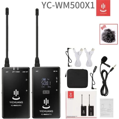 YC-WM500 Portable Wireless UHF Mic System kit Head-mounted Microphone Mic with Receiver and Transmitter 20 Channels Display