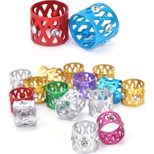 10Pcs/Lot Golden/Silver/Mix Silver Golden Micro Hair Dread Braids Dreadlock Beads Adjustable Cuffs Clips For Hair Accessories