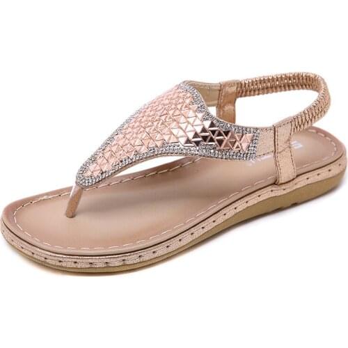 Women sandals summer flat pearl sandals flip flops rome shoes string bead slippers mujer gladiator sandalias sapatos femininos