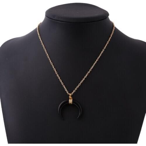 Moon Necklace Women Femme Gold 2020 Chain Resin Crescent Moon Pendant Name Necklace fashion 2020 Collares Mujer Christmas Gift
