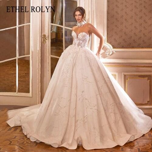 ETHEL ROLYN A-Line Wedding Dress 2021 Delicate Beaded Embroidery Sweetheart Sleeveless Bride Luxury Princess Shining Bridal Gown