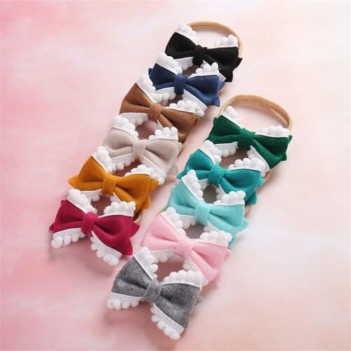 10pcs/lot Felt Soft Baby Hair Headband for girls Nylon Headband Kids Hair Tie Bow Elastic Nylon Headbands Hair Band 11colors