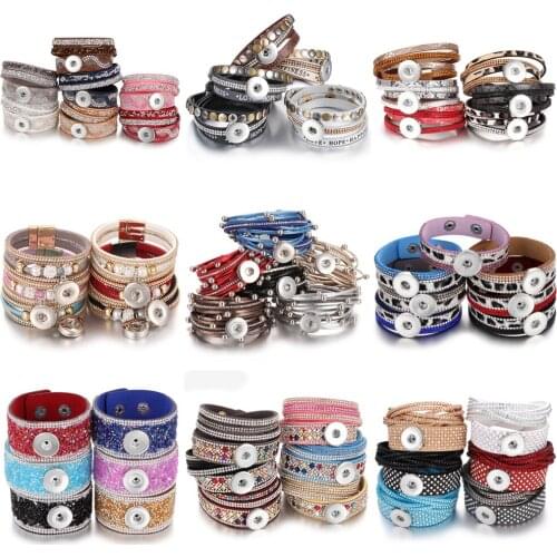 10pcs/lot Wholesale Braided Leather 18mm Snap Bracelet DIY Snap Button Bracelet Interchangeable Snap Jewelry Bracelets for Women