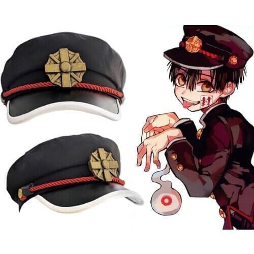 2020 Anime Cosply Bondage Boy Hanako-kun Hat Cosply Hanako-kun Original Badge Cartoon Sun Hat Hats Anime Hat Unisex Flat