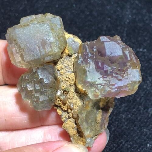 33.8gNatural stepped purple heart fluorite and crystal furniture decorative healing ring vein protolith mineral specimens