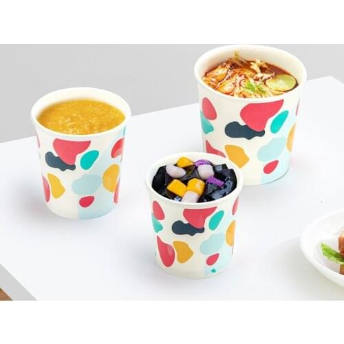 50pcs High quality 12oz 360ml 16oz 500ml disposable food conatiner packaging paper cup birthday party ice cream dessert cups