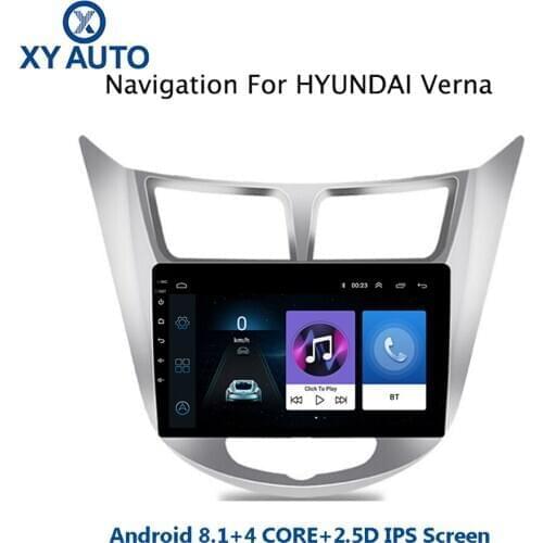 9 inch 2.5D IPS Tempered HD multi-touch screen Android 8.1 NAVI for Hyundai Verna 2012-2017 with Bluetooth USB WIFI support SWC