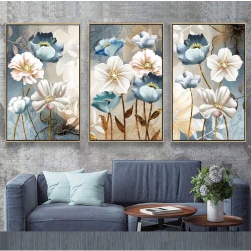 Canvas Abstract Painting Scandinavian Poster Wall Art Flowers Posters and Prints Elegant Poetry Modern Transparent Flower