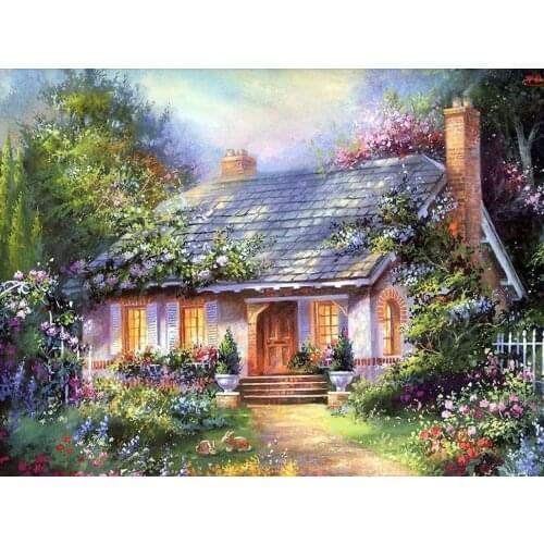 Diamond Painting House Garden Landscape Square Diamond Round Diamond Decoration Customizable Wall Art Decoration Frameless