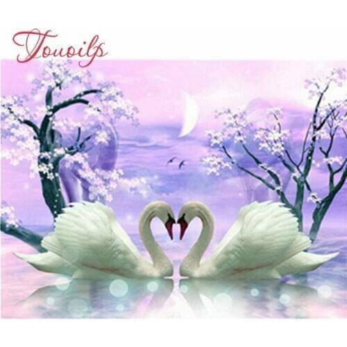 Swans Animal Full Square Diamond Painting Cross Stitch Kit Diamond Embroidery Picture Rhinestone