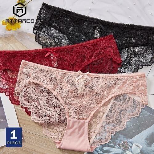 ATTRACO Underwear Panties Womens Thong Lace 1 Piece String Tanga Briefs Soft Cute Colorful Hot Sale