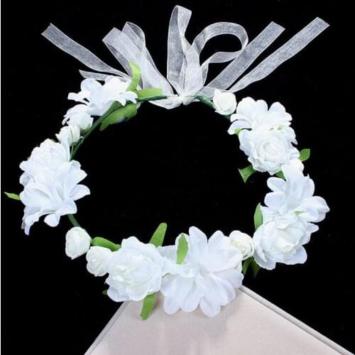 White Rose Flower Crown Girls Head Wreath Hairband Wedding Decoration Bridal Hair Accessories Foam Rose Floral Party Headband