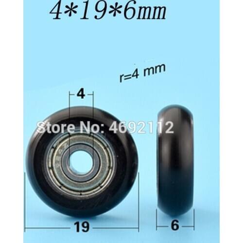 Free shipping 4*19*6mm 624zz bearing bag plastic pulley Palin wheel rolling wheel spherical arc pom showcase drawer wheel