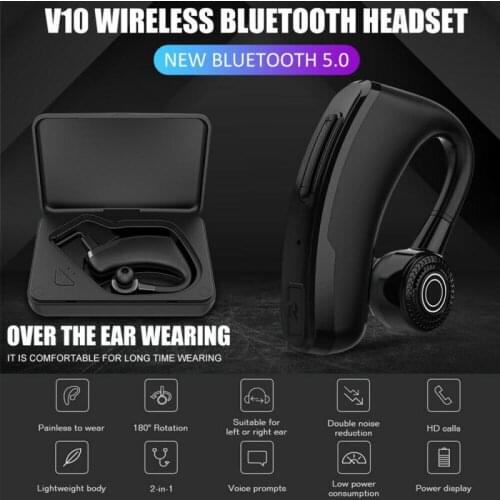 V10 Business Bluetooth Headphone Fast Charging Driver Handsfree Earphone with Microphone Voice command Noise Cancelling