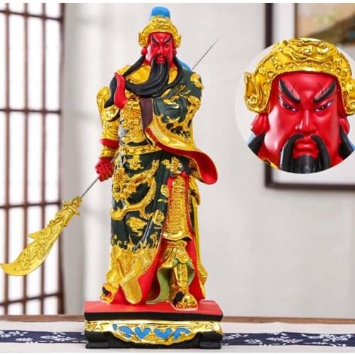 48CM Large Southeast Asia Home store COMPANY talisman Wealth God RED FACE Dragon GUAN GONG GUAN ER YE Good luck gilding statue
