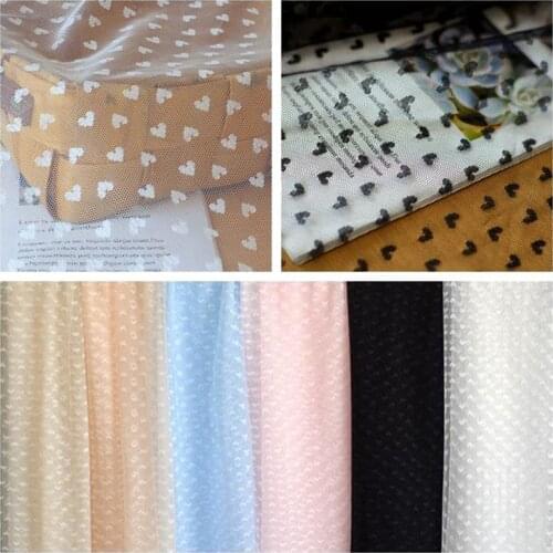 Black White Pink Jaquard Heart Mesh Embroidery Lace Fabric DIY Sewing Girls' Tulle Dress Wedding Garment Decorative Net Fabric