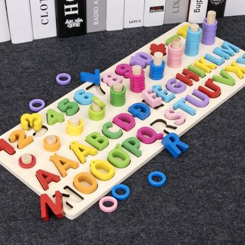 Wooden Counting Game Montessori Educational Geometry Figures Shapes Busy Board Matching Letter Cognition Toys For Childrens