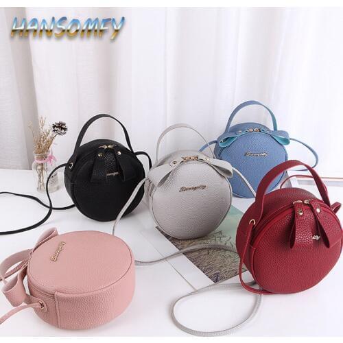 HANSOMFY 2019 Designer Crossbody Bag For Women Top Handle Womens Handbag PU Leather Small Round Bags Dinner Clutch Purse LD-32