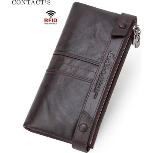 Mens Leather Wallet RFID Anti-theft Brushed Leather Mens Wallet Multifunctional Mens Clutch Card Holder