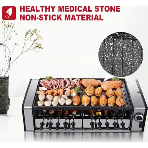 Electric Grill Skewer Barbecue Machine Household Korean Barbecue Machine BBQ Skewers Automatic Rotating Grill 10 Skewers