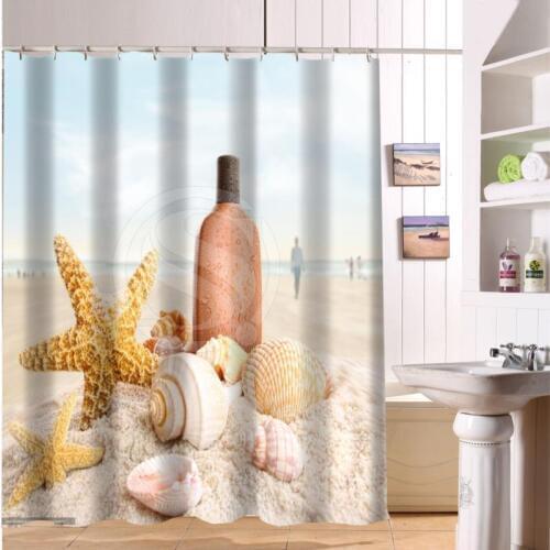 F516XY20 Custom nature beach seashells nature stone flower Fabric Modern Shower Curtain bathroom Waterproof LF17