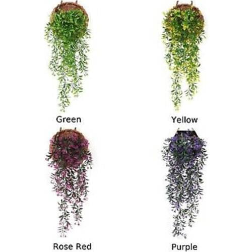 Artificial Flowers Mounted Basket Wall Hanging Plant Fake Vine Willow Wicker Flowers for Home Wedding Wall Decoration 78cm