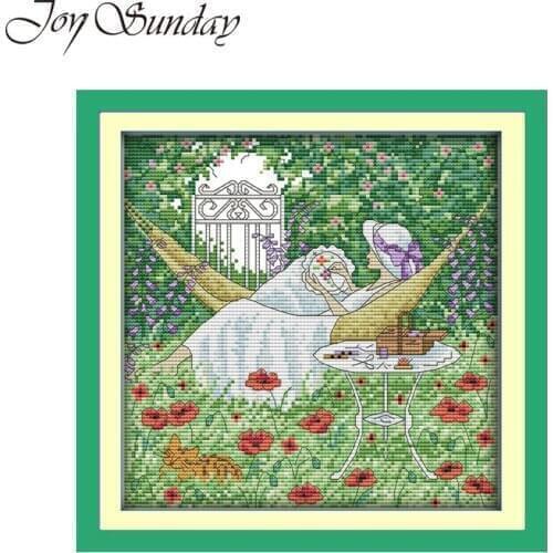 Joy Suanday Embroiderie Cross Stich Kits Counted 11CT 14CT Leisure afternoon Patterns DMC Needlework Sets Ponto Cruz Para Bordar