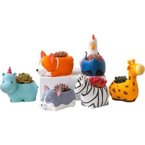 Cartoon Resin Animal Flowerpot Succulent Plant Pot Planter Hpme Garden Decor Balcony Desktop Ornament Fleshy Plant Container Pot