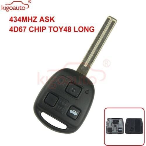 Kigoauto Denso( not Valeo) car Remote key 3 button 434Mhz 4D67 chip Toy48 Long blade for Lexus RX350 GX470 SC430 2007 2008 2009