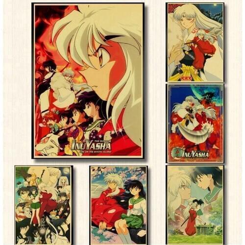 Classic Anime Inuyasha Series Kraft Paper Retro Posters Painting Wall Poster Modern Art Poster For Kids Room/Bar Decor