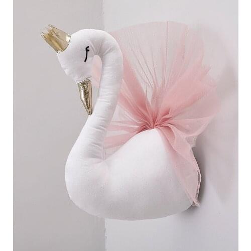 Swan Doll Flamingo Golden Crown Wall Hanging Decoration Nordic Style Swan Stuffed Toy Birthday Gift Baby Room Nursery Decor #T1G