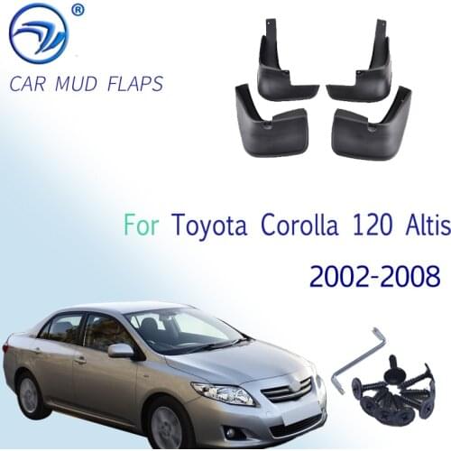 Molded Mud Flaps For Toyota Corolla 120 Altis 2002-2008 Sedan Mudflaps Splash Guards Mud Flap Mudguards 2003 2004 2005 2006 2007