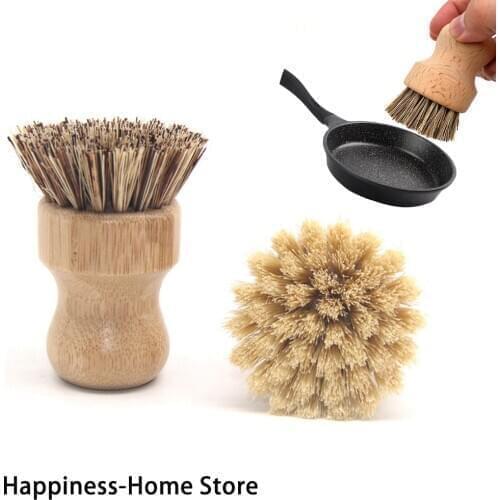 Multifunction Wooden Handle Cleaning Brush Pot Dishes Brush Kitchen Washing Brush Portable Scrub Brush BBQ Kitchen Dish Brush