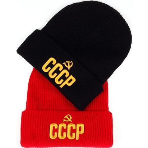 VORON new CCCP RUSSIAN STYLE winter warm hat RED BASEBALL CAP WITH GOLD 3D EMBRIDERY MAN AND WOMAN BASEBALL CAP AND HAT Beanies