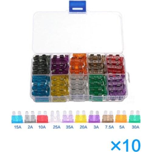 New 100pcs Medium Car Fuse SUV Truck Blade Fuses Assortment 2A 3A 5A 7.5A 10A 15A 20A 25A 30A 35A + Clip Amp with Plastic Box